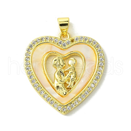 Mother's Day Real 18K Gold Plated Brass Micro Pave Clear Cubic Zirconia Pendants KK-H472-13G-07-1