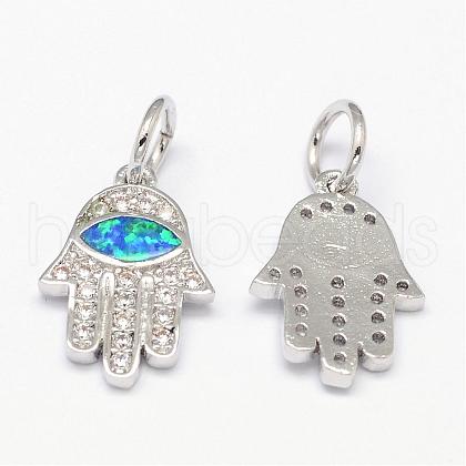Brass Micro Pave Cubic Zirconia Charms ZIRC-G062-02P-1