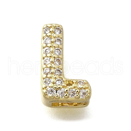 Brass Micro Pave Cubic Zirconia Letter Multi-Strand Links KK-D295-32G-12-1