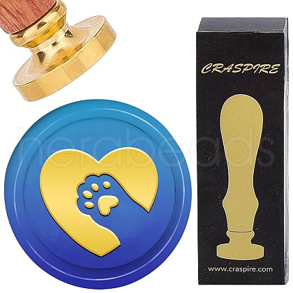 Brass Wax Seal Stamp with Wood Handle AJEW-WH0412-0369-1