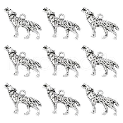 Tibetan Style Alloy Howling Wolf Pendants LF1753Y-1
