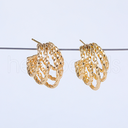 C-shaped Twisted Brass Stud Earrings IU4214-1