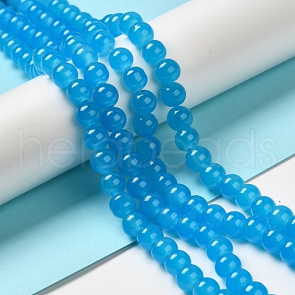 Baking Painted Imitation Jade Glass Round Bead Strands X-DGLA-Q021-8mm-13-1