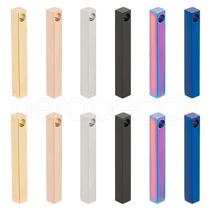 BENECREAT 12Pcs 6 Styles 304 Stainless Steel Pendants STAS-BC0003-85-1