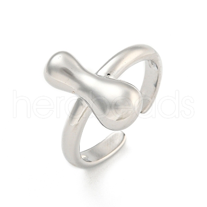 Brass Letter Open Cuff Rings for Women RJEW-G313-01I-P-1
