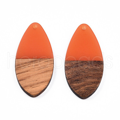 Transparent Resin & Walnut Wood Pendants RESI-N025-032-C07-1
