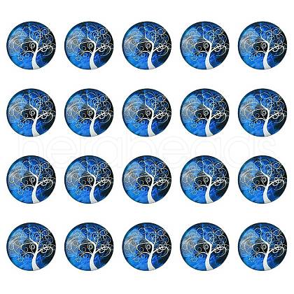 Half Round/Dome Tree Pattern Glass Flatback Cabochons for DIY Projects GGLA-YW0001-14K-1