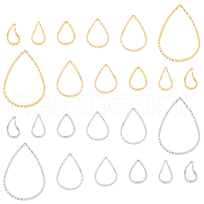   90Pcs 12 Style Teardrop Brass Linking Rings KK-PH0009-91-1