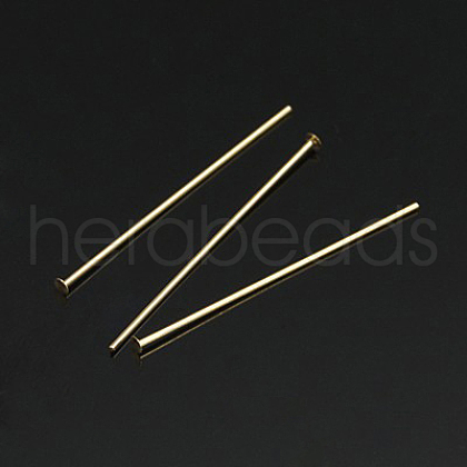 Yellow Gold Filled Flat Head Pins KK-G161-19x0.5mm-1-1