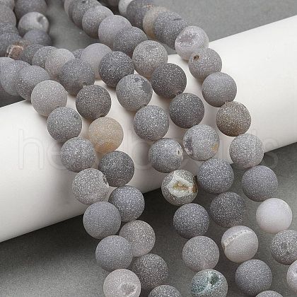 Natural Druzy Agate Beads Strands G-NH0024-A02-10mm-1