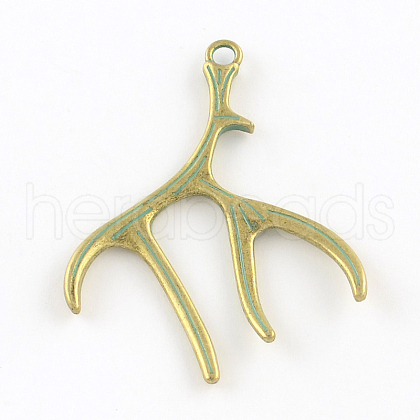Deer Antler Zinc Alloy Big Pendants PALLOY-R065-075-FF-1
