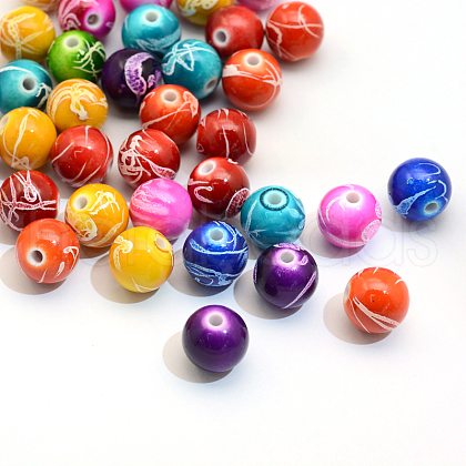 Spray Painted Drawbench Acrylic Round Beads ACRP-S657-12mm-M-1