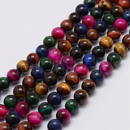 Natural Tiger Eye Beads Strands G-E341-01-6mm-1