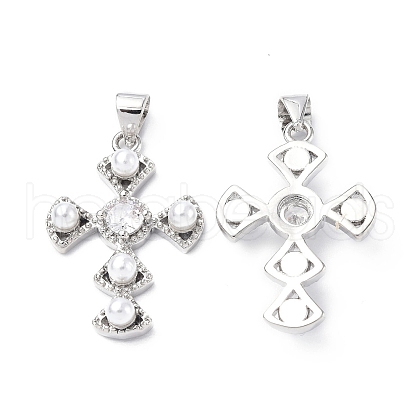 Eco-Friendly Brass Micro Pave Cubic Zirconia Pendants KK-F845-42P-1