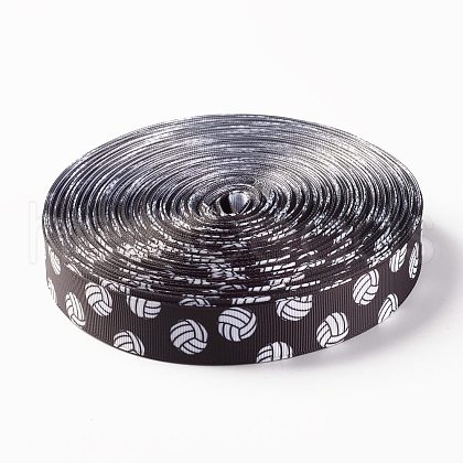 Single Face Volleyball Printed Polyester Grosgrain Ribbons SRIB-P019-01-1