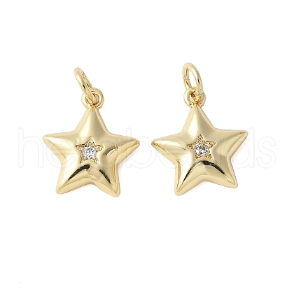 Brass Micro Pave Cubic Zirconia Charms KK-F892-14G-1