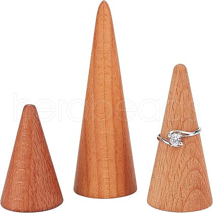 BeechWood Jewelry Ring Display Holder ODIS-WH0007-58-1