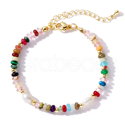Vintage Style White Pearl Colorful Abacus Gemstone Beaded Bracelet for Women QU1319-1