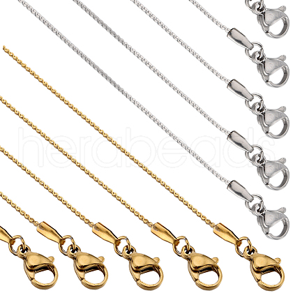 SUNNYCLUE 12Pcs 2 Colors 304 Stainless Steel Serpentine Chain Necklaces Set for Men Women NJEW-SC0001-24-1