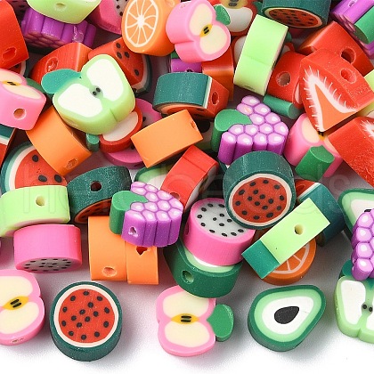 100Pcs 10 Styles Handmade Polymer Clay Beads CLAY-YW0002-04-1