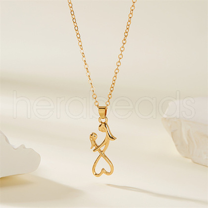 Mom Daughter Family Heart Alloy Pendant Necklaces FS-WG2DA38-01-1