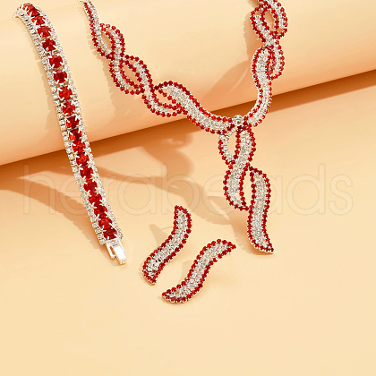 Twist Brass Rhinestone Pendant Necklaces & Stud Earrings & Bracelets FS-WGBD12F-02-1