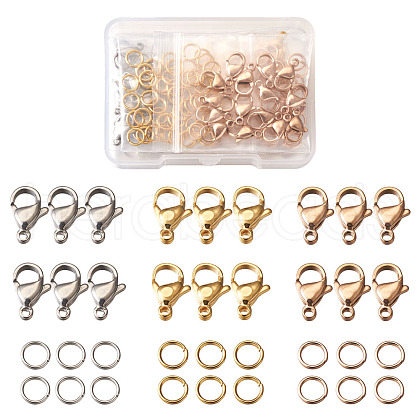 Yilisi Vacuum Plating 304 Stainless Steel Lobster Claw Clasps and 304 Stainless Steel Jump Rings STAS-YS0001-06-1