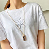 Rectangle with Leopard Print Pattern Alloy Pendant Necklaces FS-WG13654-01-3