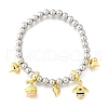 Brass Enamel Round Beads Charm Bracelets for Women BJEW-D317-11D-PG-4