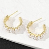 Flower Brass ABS Imitation Pearl Stud Earrings EJEW-M082-05G-4