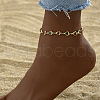 Bohemia Style Alloy Colorful Acrylic Heart Link Chain Anklets WG585A4-01-1
