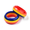 Resin Chunky Stripe Pattern Finger Ring for Women RJEW-T022-007-4