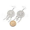 Tarnish Resistant 304 Stainless Steel Woven Net with Feather Dangle Earrings for Women EJEW-JE05005-4