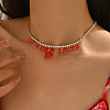 Elegant Brass Pave Clear Cubic Zirconia Tennis Chain 5 Bowknot Pendant Bib Necklaces for Women JW2692-2