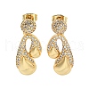 Teardrop Brass Pave Clear Cubic Zirconia Stud Earrings EJEW-M258-80G-1