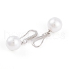 Rack Plating Brass Cubic Zirconia ABS Pearl Earring Hooks EJEW-S219-16P-07-2