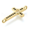 Brass Pave Black & Clear Cubic Zirconia Connector Charms KK-M101-02F-G01-2