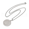 304 Stainless Steel Flat Round Buddhist Meditation Yoga Pendant Necklaces NJEW-K283-33P-2