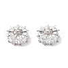 Flat Round Brass Micro Pave Clear Cubic Zirconia European Beads KK-L237-015P-1