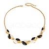 3 Tone Leaf Alloy Enamel Bib Necklace & Stud Earring FS-WG7DDB7-02-2