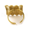 Ion Plating(IP) 304 Stainless Steel Grooved Rectangle Open Cuff Ring for Women RJEW-C083-15G-3