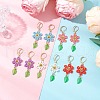 304 Stainless Steel Flower with Leaf Leverback Earrings EJEW-MZ00456-1