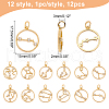 SUPERFINDINGS 12Pcs 12 Style Brass Micro Pave Cubic Zirconia Pendants KK-FH0004-43-2