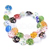 Flat Round Handmade Millefiori Glass Beads Strands LK-R004-63-2