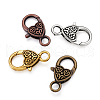 Kissitty Tibetan Style Alloy Heart Lobster Claw Clasps TIBE-KS0001-02-5