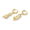 Palm with Horse Eye Real 18K Gold Plated Brass Dangle Hoop Earrings EJEW-Q797-21G-05-2