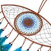 Evil Eye Woven Net/Web with Feather Pendant Decoration HJEW-I013-08-3