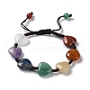Heart Natural Mixed Gemstone Braided Bead Bracelets BJEW-H239-07-1