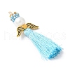 Glass Pearl Round Beaded with Polycotton Tassel Big Pendants PALLOY-MZ00611-05-2