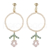 Flower Glass Seed Beads Dangle Earrings EJEW-MZ00148-01-1